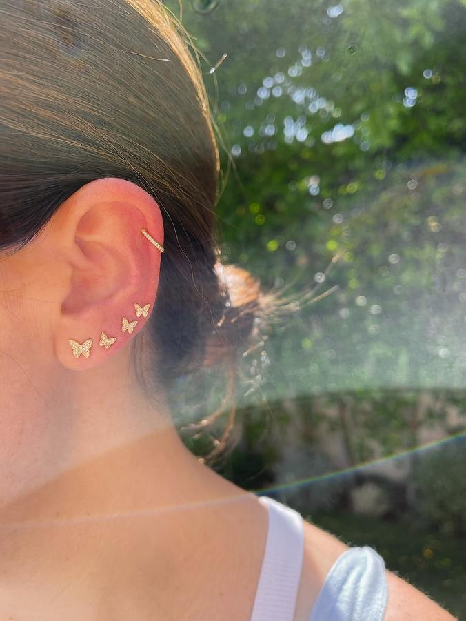 Baby Diamond Butterfly Stud Earring-Earrings-EF Collection-14k Rose Gold-Pair-hurdles-jewelry-boulder-colorado