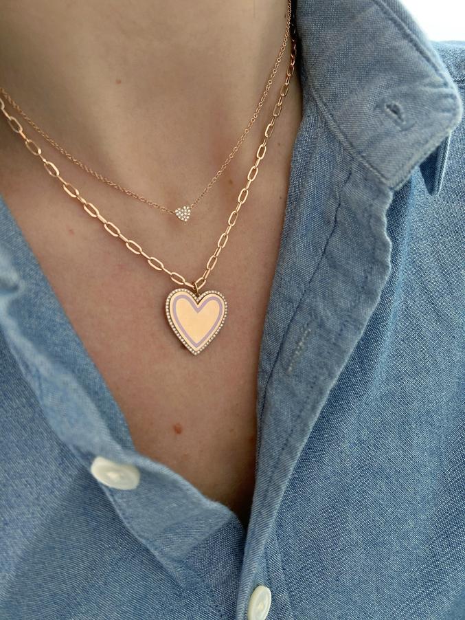 Baby Diamond Heart Necklace-Necklace-EF Collection-14K Yellow Gold-hurdles-jewelry-boulder-colorado
