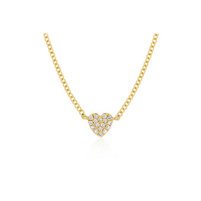 Baby Diamond Heart Necklace-Necklace-EF Collection-14K Yellow Gold-hurdles-jewelry-boulder-colorado