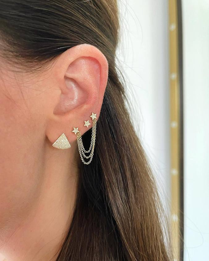 Baby Diamond Star Stud Earring-Earrings-EF Collection-14K Rose Gold-Pair-hurdles-jewelry-boulder-colorado