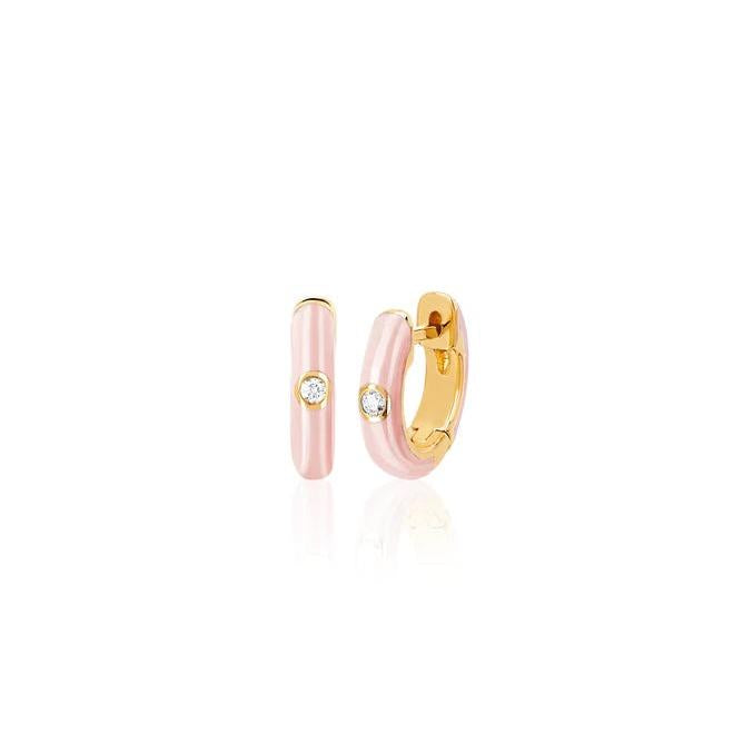 Blush Enamel Huggie Earring-Enamel-EF Collection-hurdles-jewelry-boulder-colorado