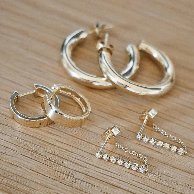 Charlie Hoop Earrings-Earrings-EF Collection-14K Yellow Gold-hurdles-jewelry-boulder-colorado