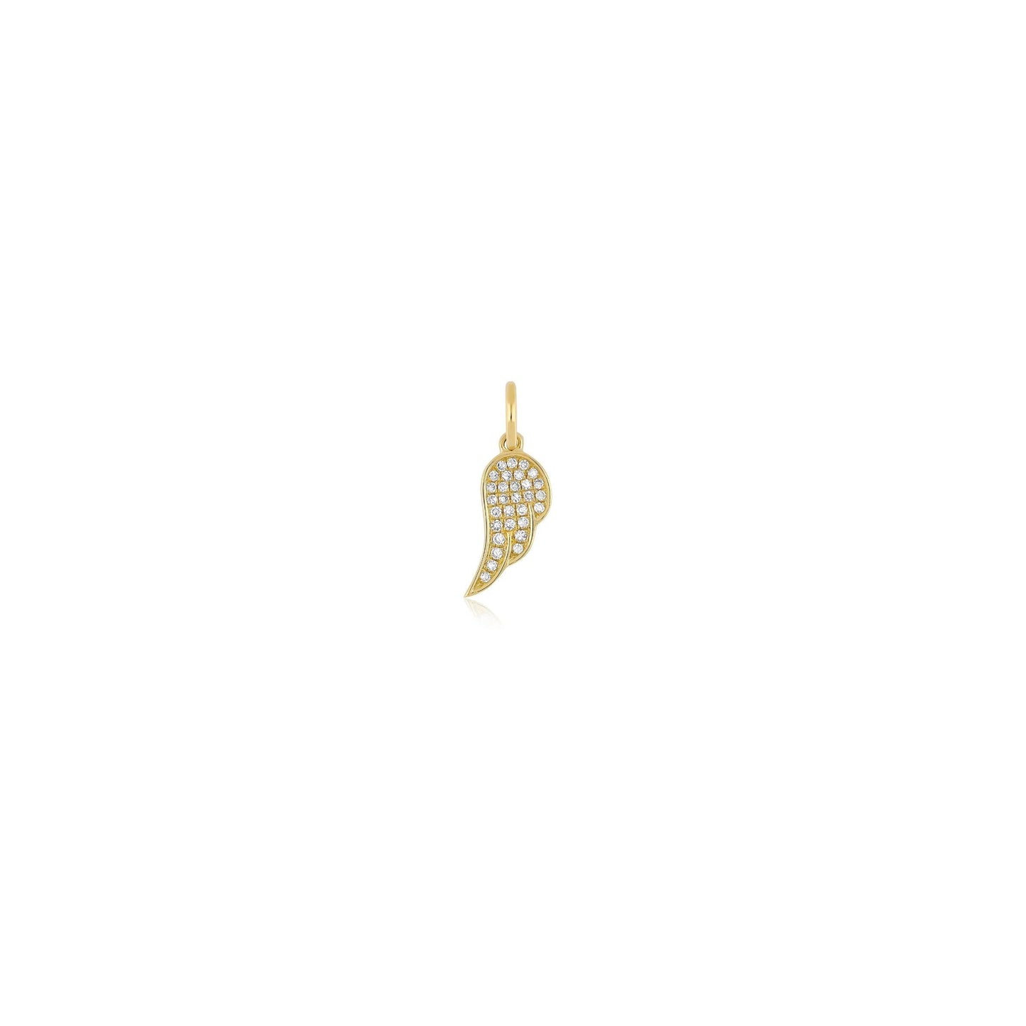 Diamond Angel Wing Necklace Charm-Angel Wing Collection-EF Collection-14K Yellow Gold-hurdles-jewelry-boulder-colorado