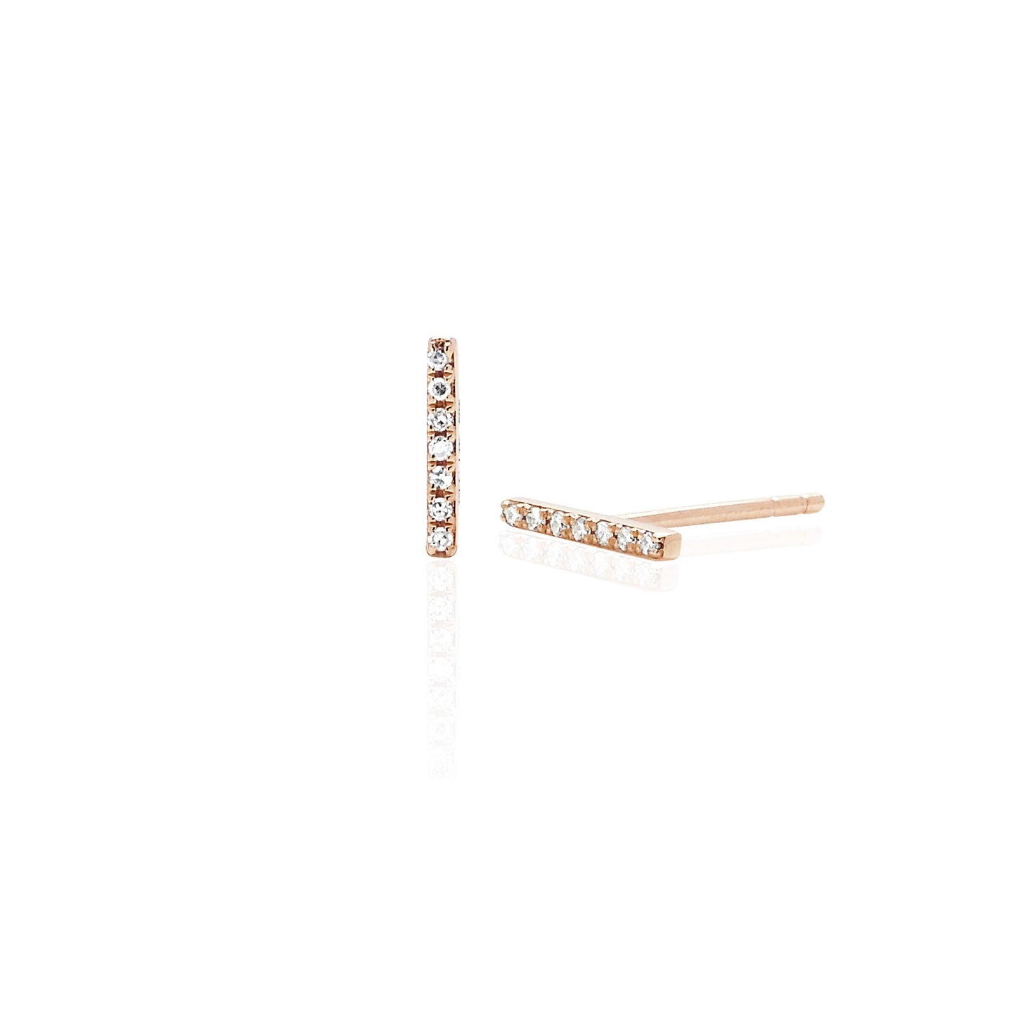 Diamond Bar Stud Earring-Earrings-EF Collection-14K Rose Gold-Pair-hurdles-jewelry-boulder-colorado