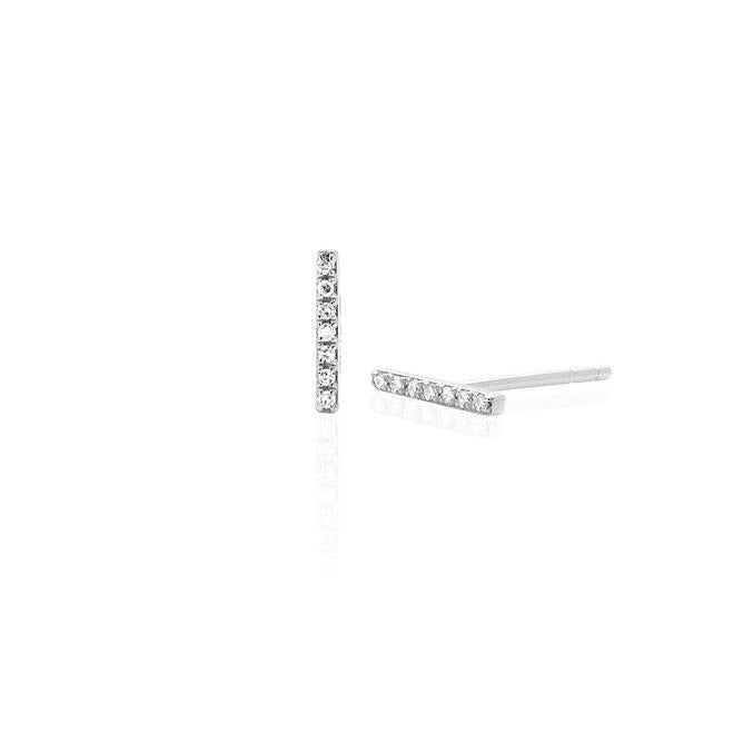 Diamond Bar Stud Earring-Earrings-EF Collection-14K Rose Gold-Pair-hurdles-jewelry-boulder-colorado