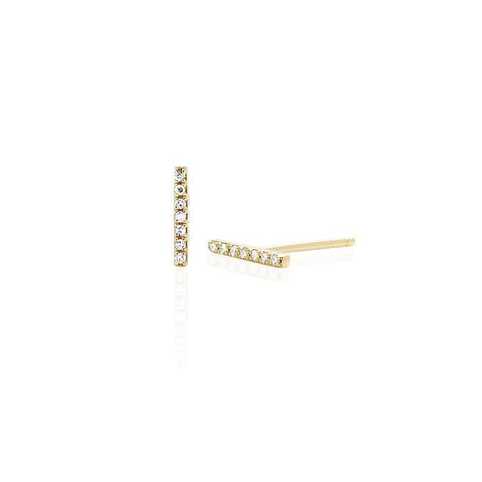 Diamond Bar Stud Earring-Earrings-EF Collection-14K Rose Gold-Pair-hurdles-jewelry-boulder-colorado