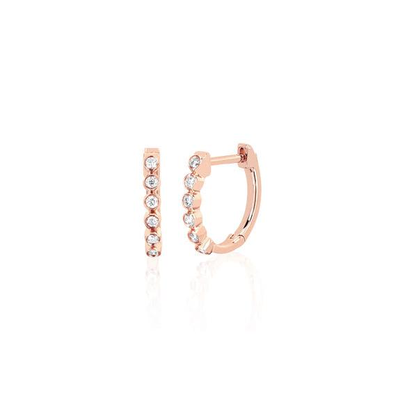Diamond Bezel Huggie Earring-Earrings-EF Collection-14K White Gold-hurdles-jewelry-boulder-colorado