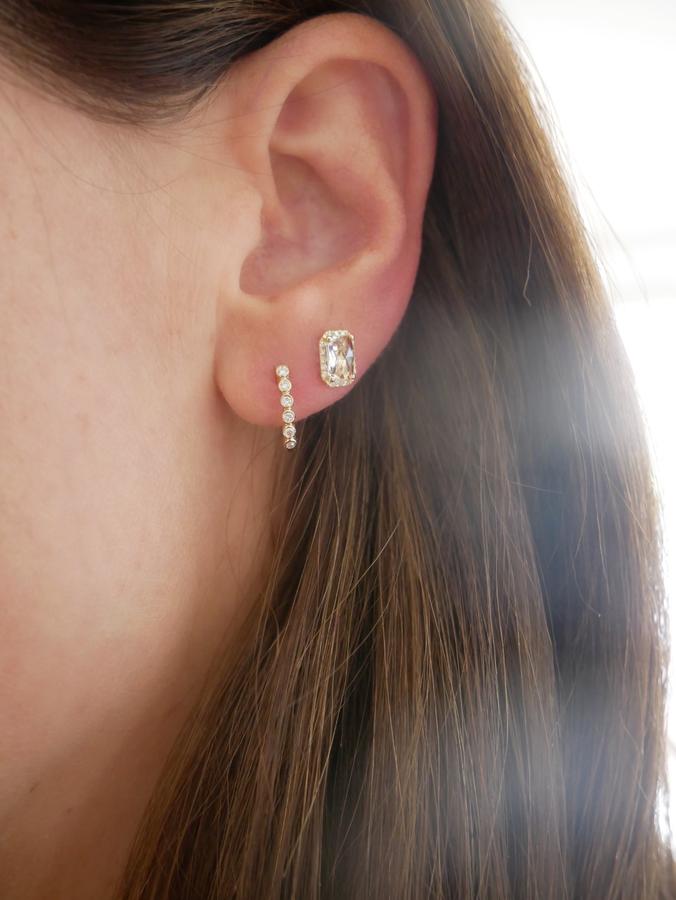 Diamond Bezel Huggie Earring-Earrings-EF Collection-14K White Gold-hurdles-jewelry-boulder-colorado