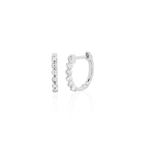 Diamond Bezel Huggie Earring-Earrings-EF Collection-14K White Gold-hurdles-jewelry-boulder-colorado
