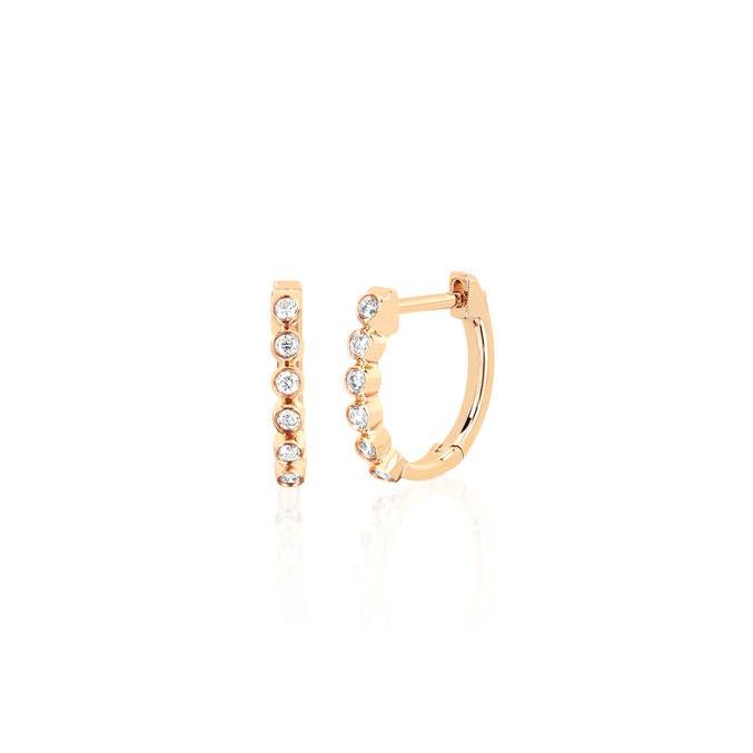 Diamond Bezel Huggie Earring-Earrings-EF Collection-14K White Gold-hurdles-jewelry-boulder-colorado