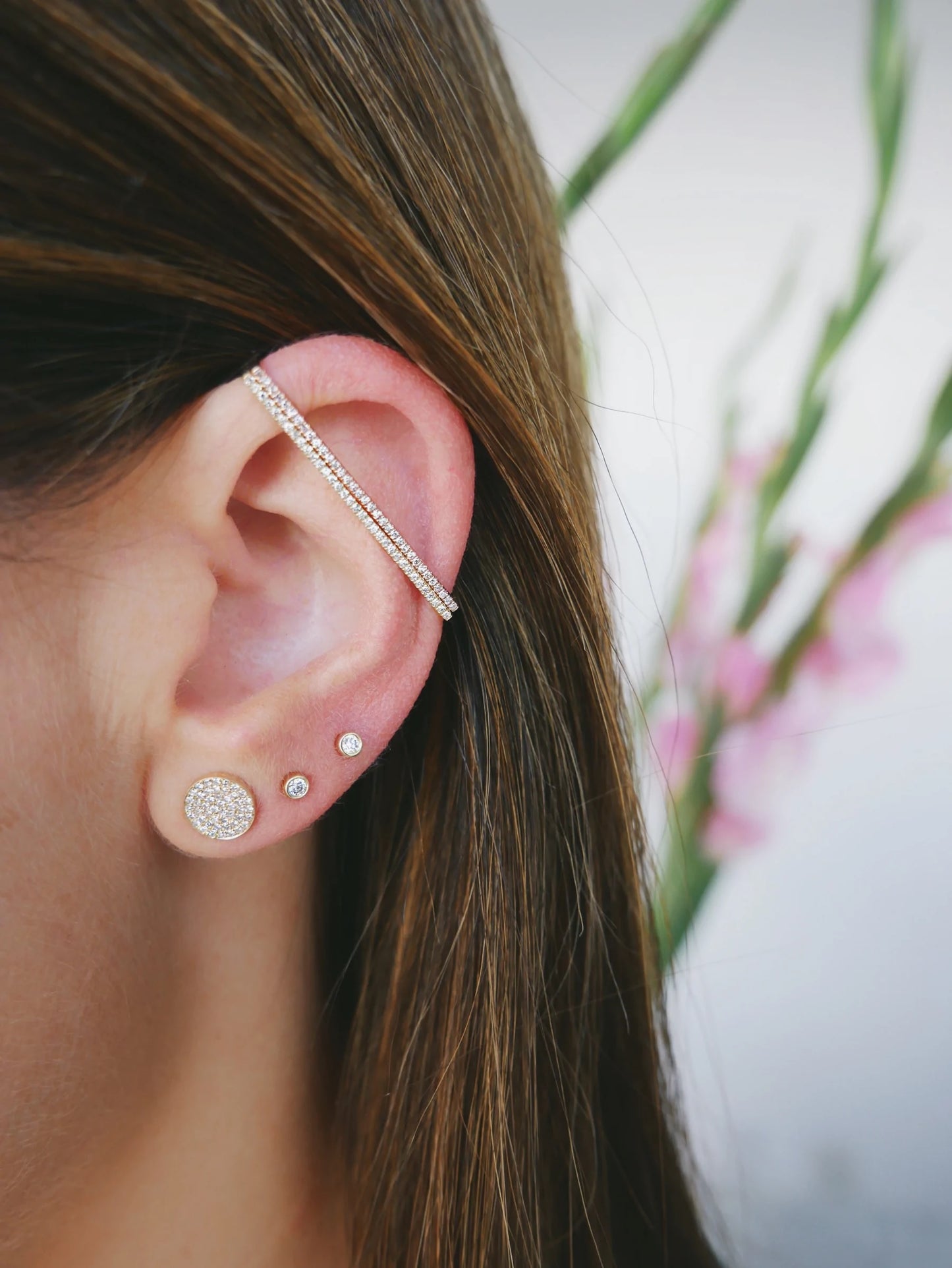 Diamond Bezel Stud Earring-Earrings-EF Collection-14K Rose Gold-Pair-hurdles-jewelry-boulder-colorado