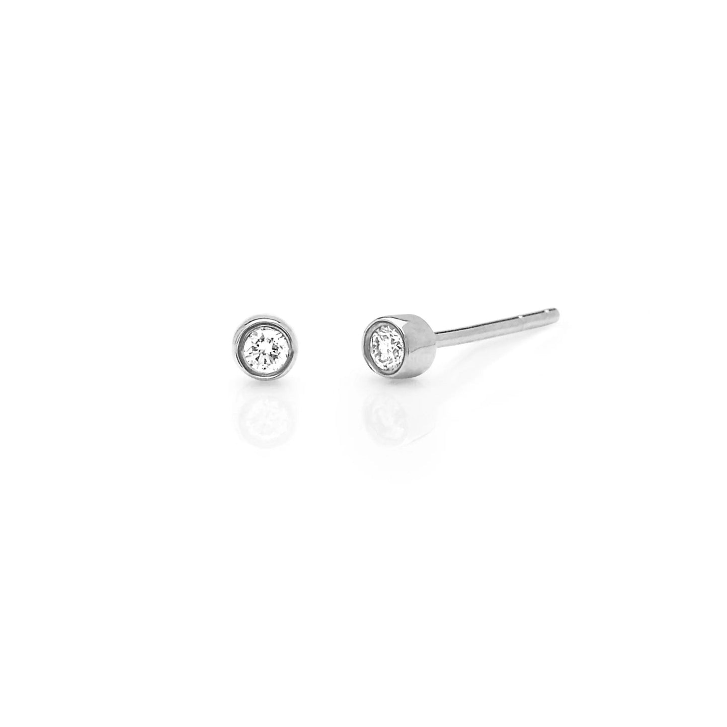 Diamond Bezel Stud Earring-Earrings-EF Collection-14K Rose Gold-Pair-hurdles-jewelry-boulder-colorado