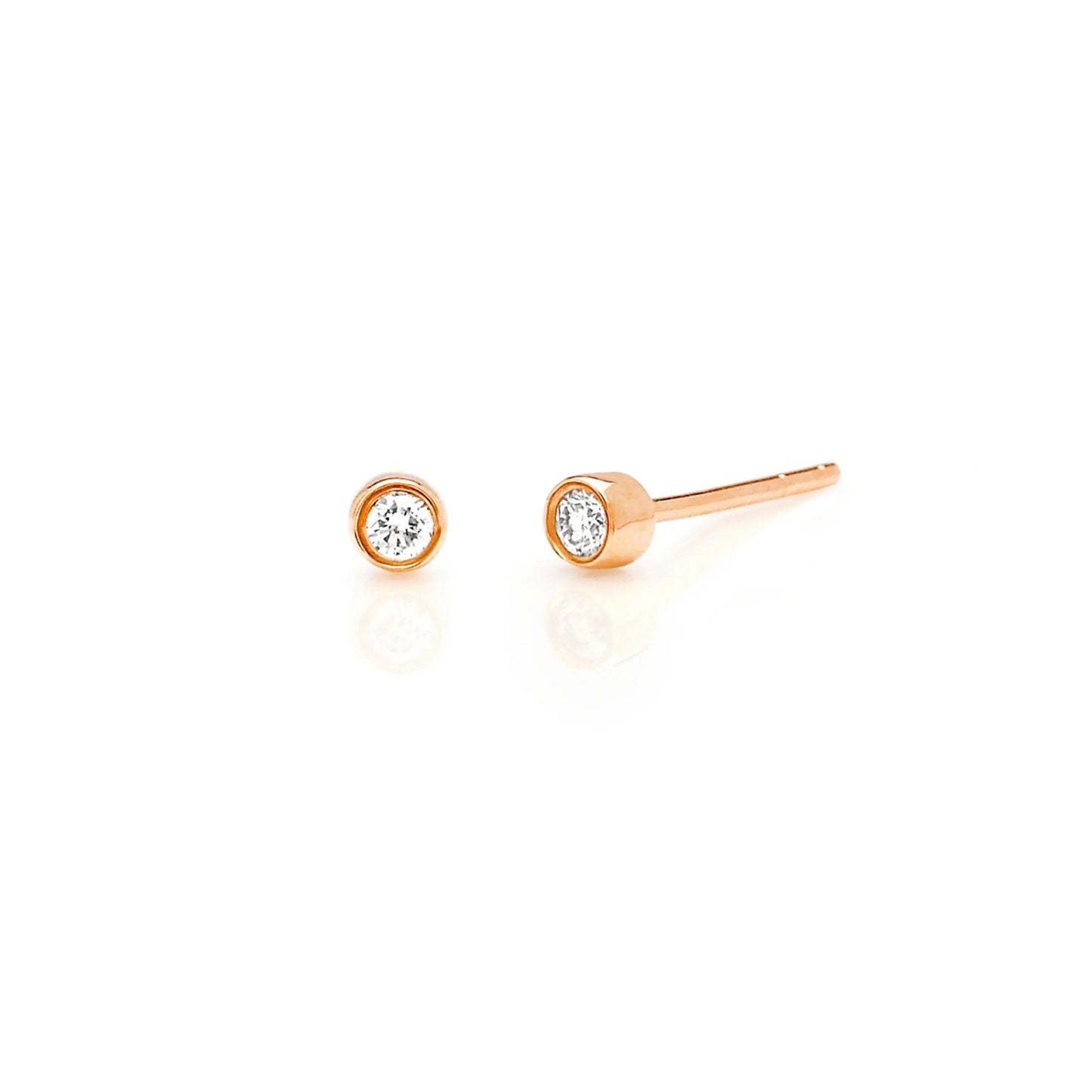Diamond Bezel Stud Earring-Earrings-EF Collection-14K Rose Gold-Pair-hurdles-jewelry-boulder-colorado