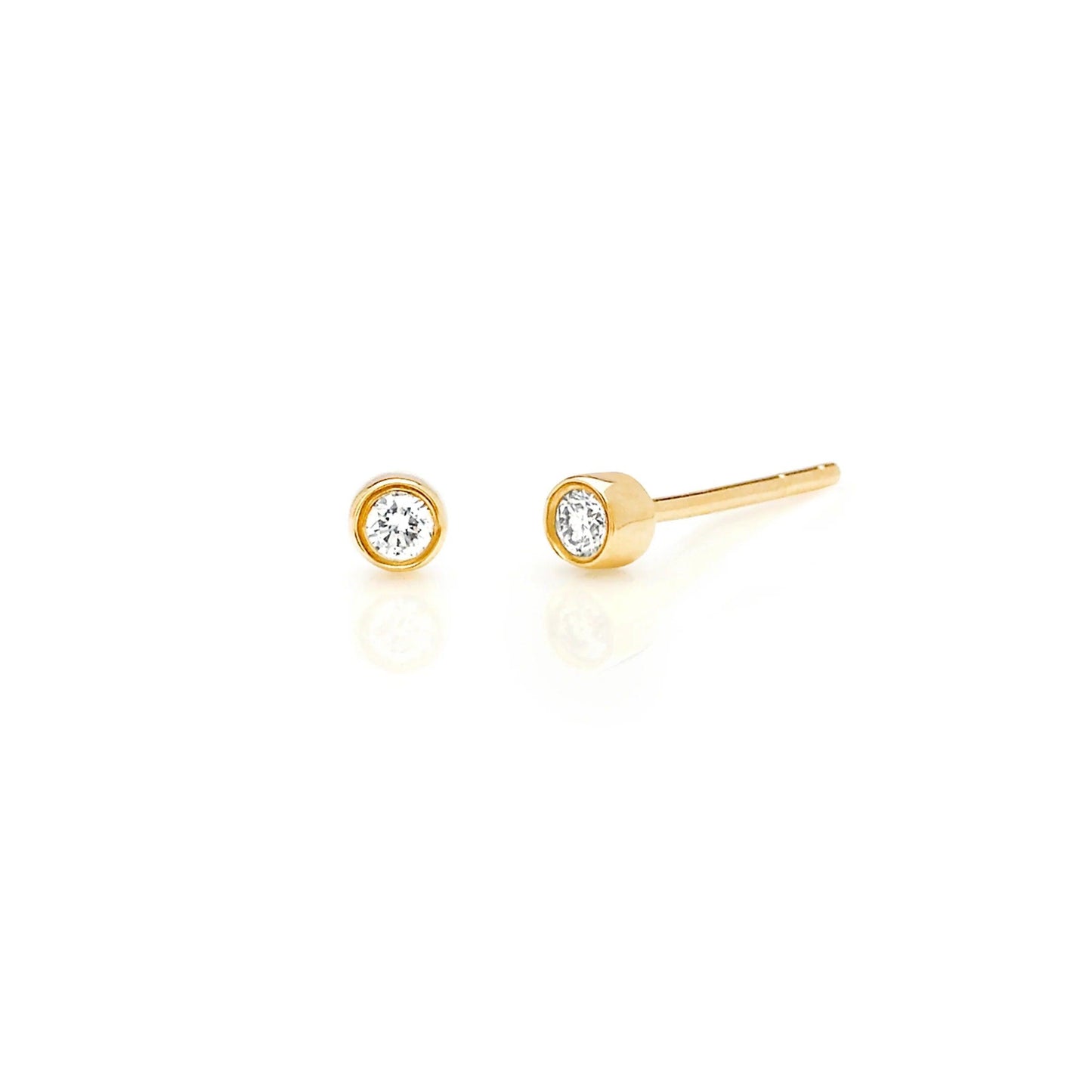 Diamond Bezel Stud Earring-Earrings-EF Collection-14K Rose Gold-Pair-hurdles-jewelry-boulder-colorado
