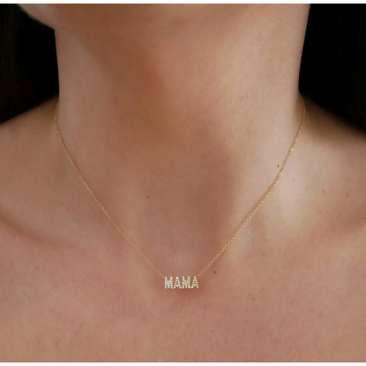 Diamond Block Mama Necklace-Necklace-EF Collection-14K Yellow Gold-hurdles-jewelry-boulder-colorado