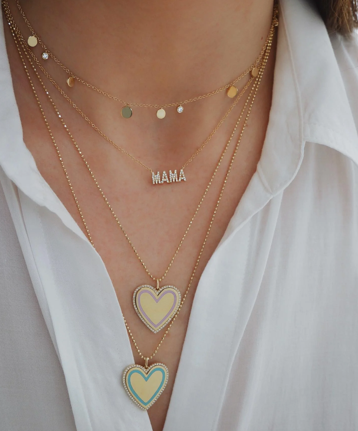 Diamond Block Mama Necklace-Necklace-EF Collection-14K Yellow Gold-hurdles-jewelry-boulder-colorado