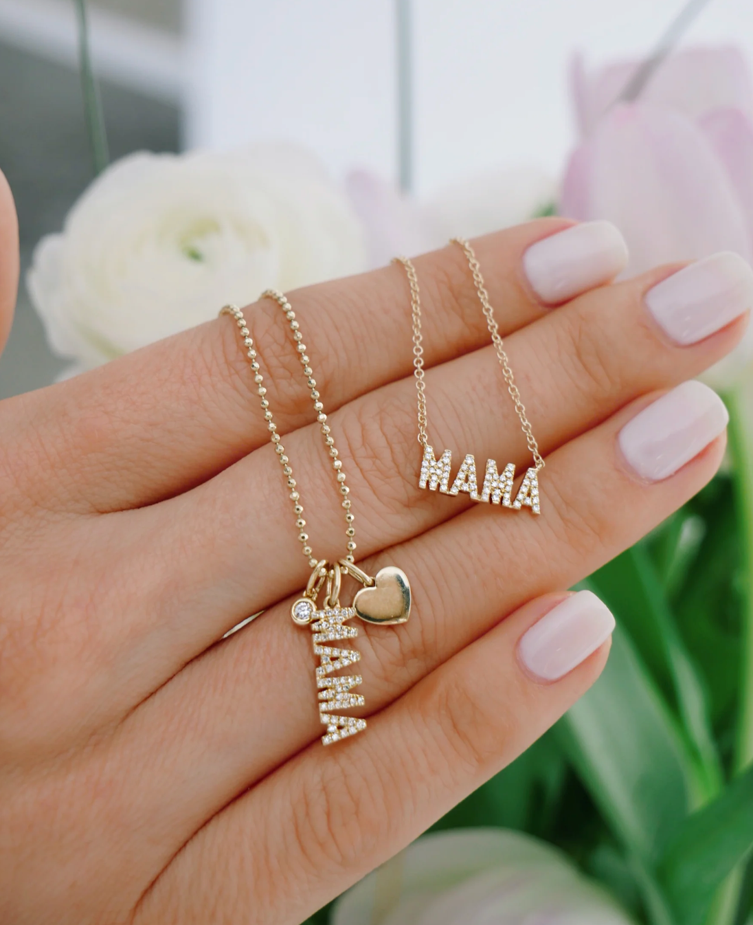 Diamond Block Mama Necklace-Necklace-EF Collection-14K Yellow Gold-hurdles-jewelry-boulder-colorado
