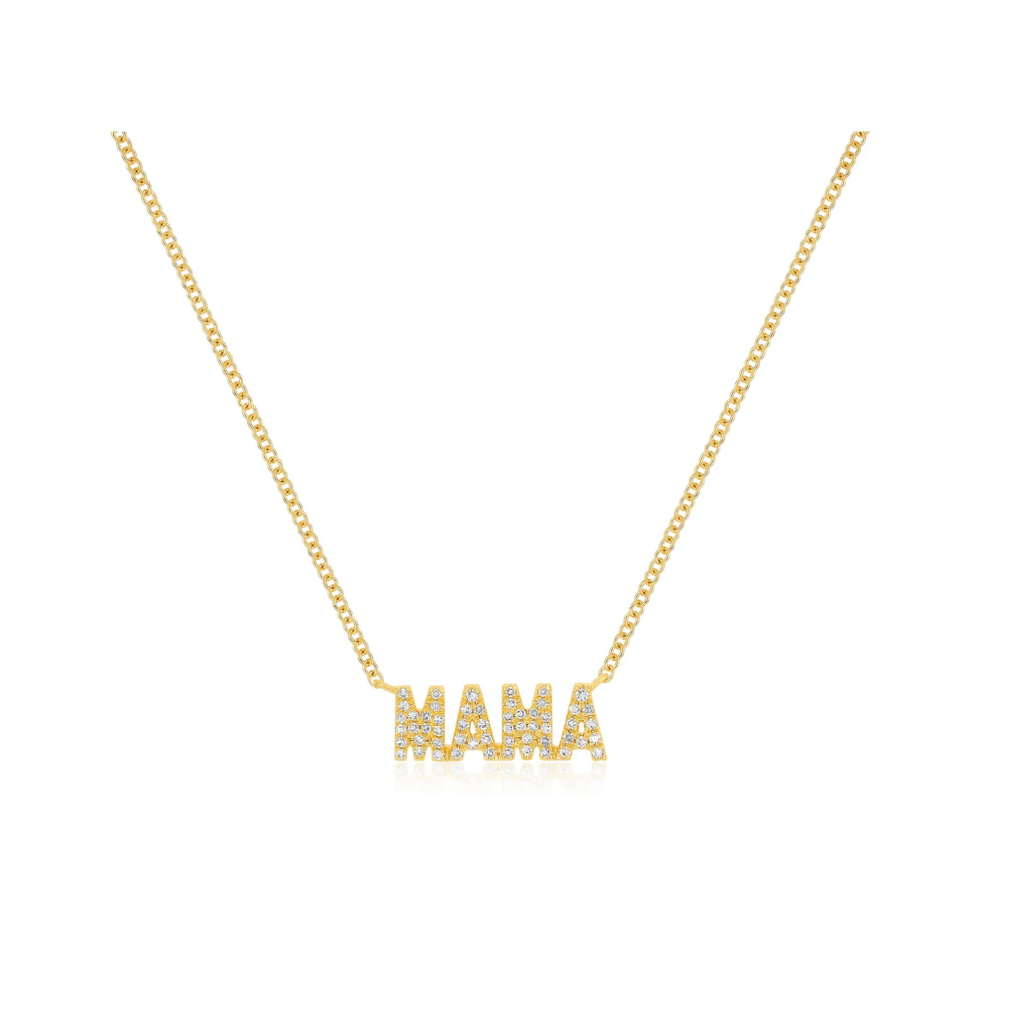 Diamond Block Mama Necklace-Necklace-EF Collection-14K Yellow Gold-hurdles-jewelry-boulder-colorado