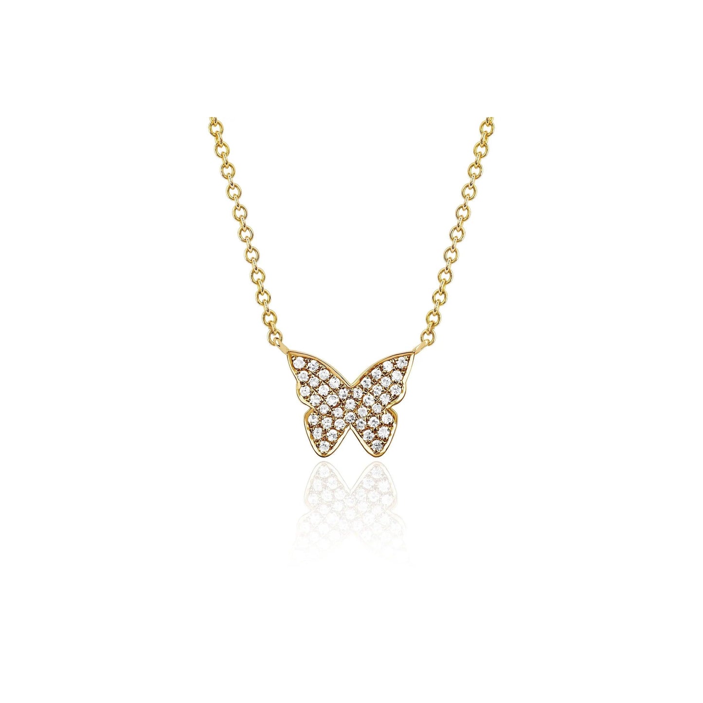 Diamond Butterfly Necklace-Necklace-EF Collection-14K Yellow Gold-hurdles-jewelry-boulder-colorado