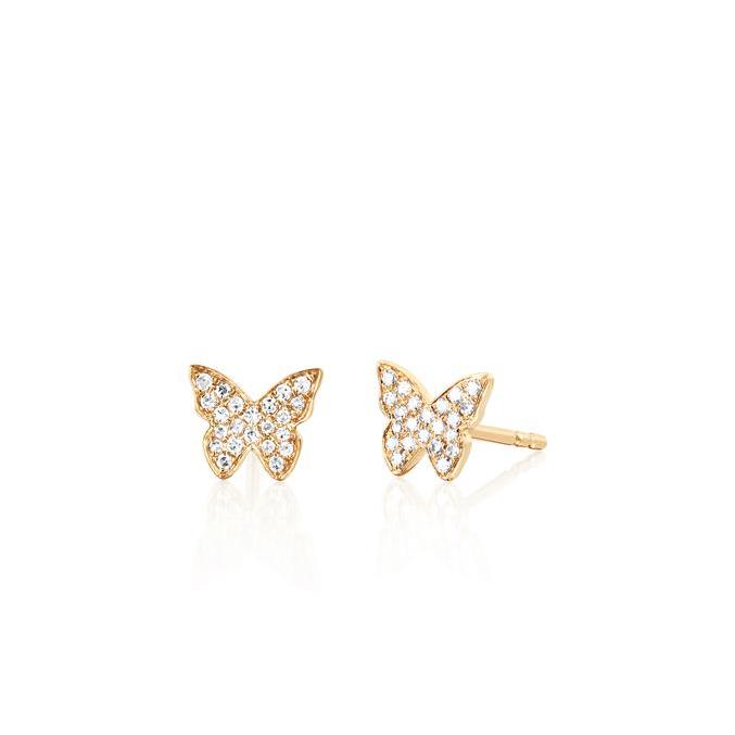 Diamond Butterfly Stud Earring-Earrings-EF Collection-14K Yellow Gold-Pair-hurdles-jewelry-boulder-colorado