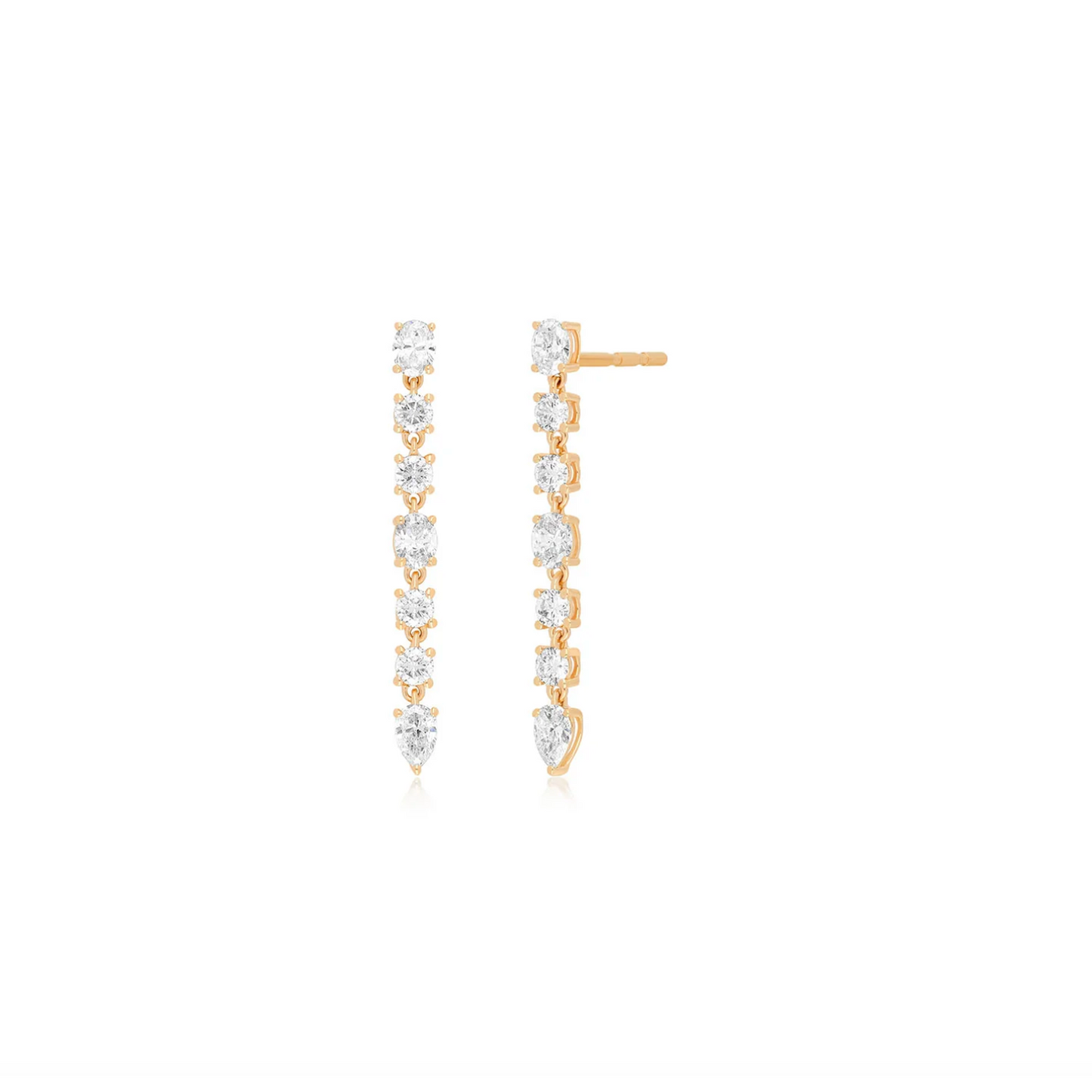 Diamond Carrie Drop Stud Earrings-Earrings-EF Collection-14K Yellow Gold-hurdles-jewelry-boulder-colorado