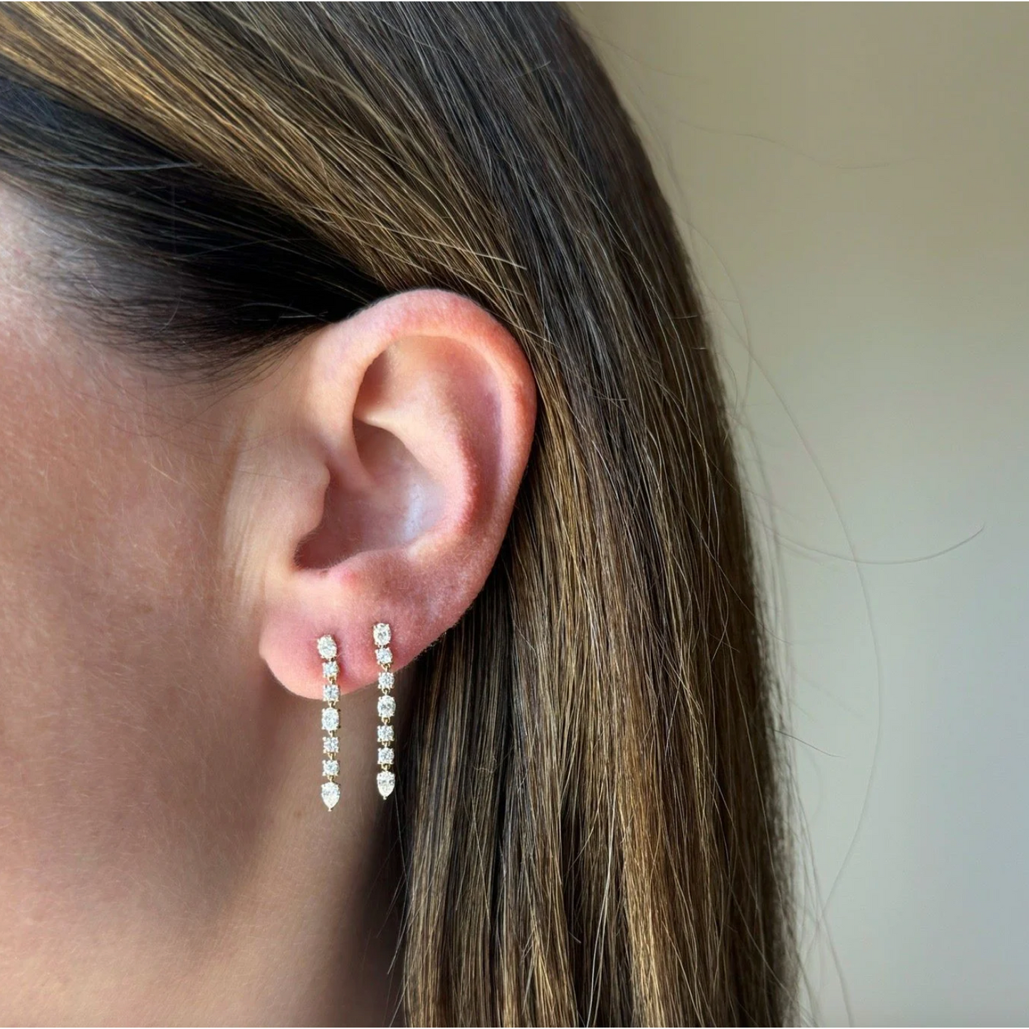Diamond Carrie Drop Stud Earrings-Earrings-EF Collection-14K Yellow Gold-hurdles-jewelry-boulder-colorado