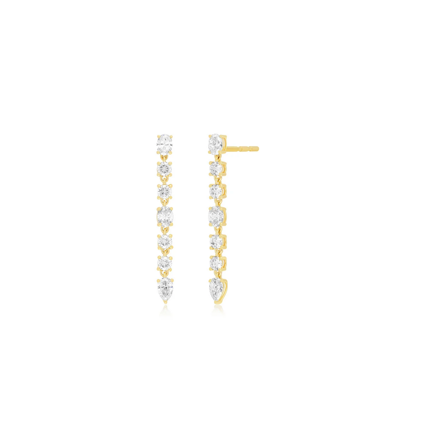 Diamond Carrie Drop Stud Earrings-Earrings-EF Collection-14K Yellow Gold-hurdles-jewelry-boulder-colorado