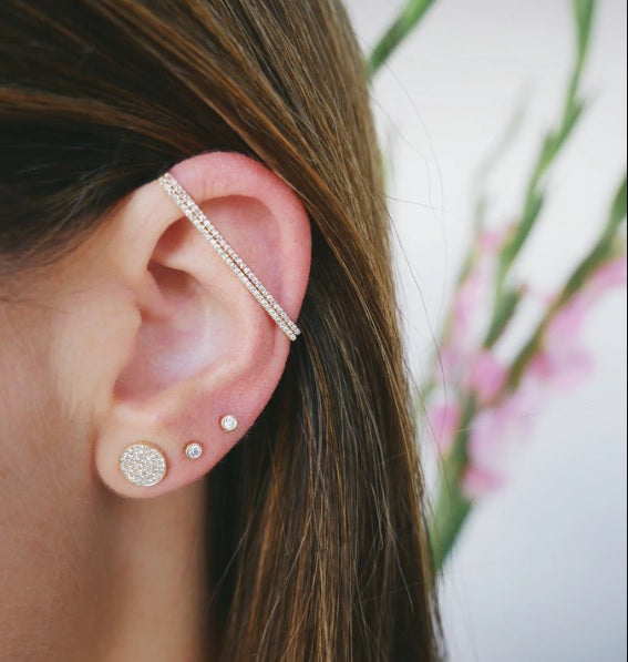 Diamond Disc Earrings-Earrings-EF Collection-14K Yellow Gold-hurdles-jewelry-boulder-colorado