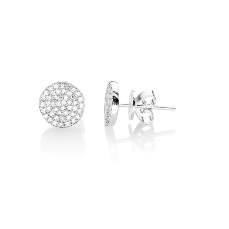 Diamond Disc Earrings-Earrings-EF Collection-14K Yellow Gold-hurdles-jewelry-boulder-colorado
