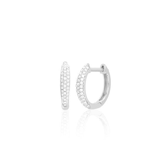 Diamond Dome Mini Huggie Earring-Earrings-EF Collection-14K Rose Gold-Pair-hurdles-jewelry-boulder-colorado