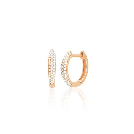 Diamond Dome Mini Huggie Earring-Earrings-EF Collection-14K Rose Gold-Pair-hurdles-jewelry-boulder-colorado