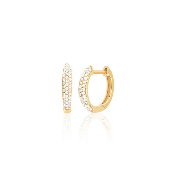 Diamond Dome Mini Huggie Earring-Earrings-EF Collection-14K Rose Gold-Pair-hurdles-jewelry-boulder-colorado