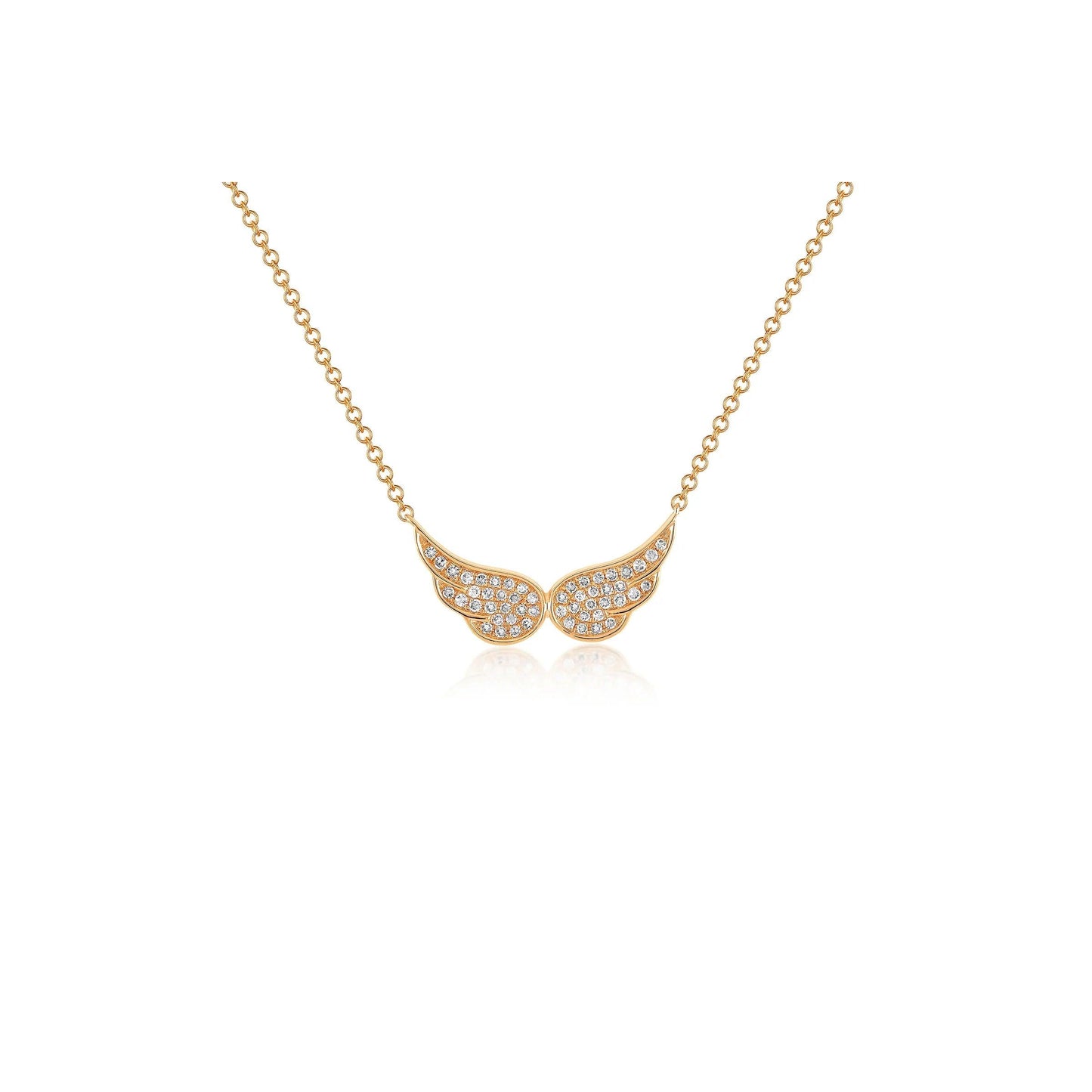 Diamond Double Angel Wing Necklace-Angel Wing Collection-EF Collection-14K Yellow Gold-hurdles-jewelry-boulder-colorado
