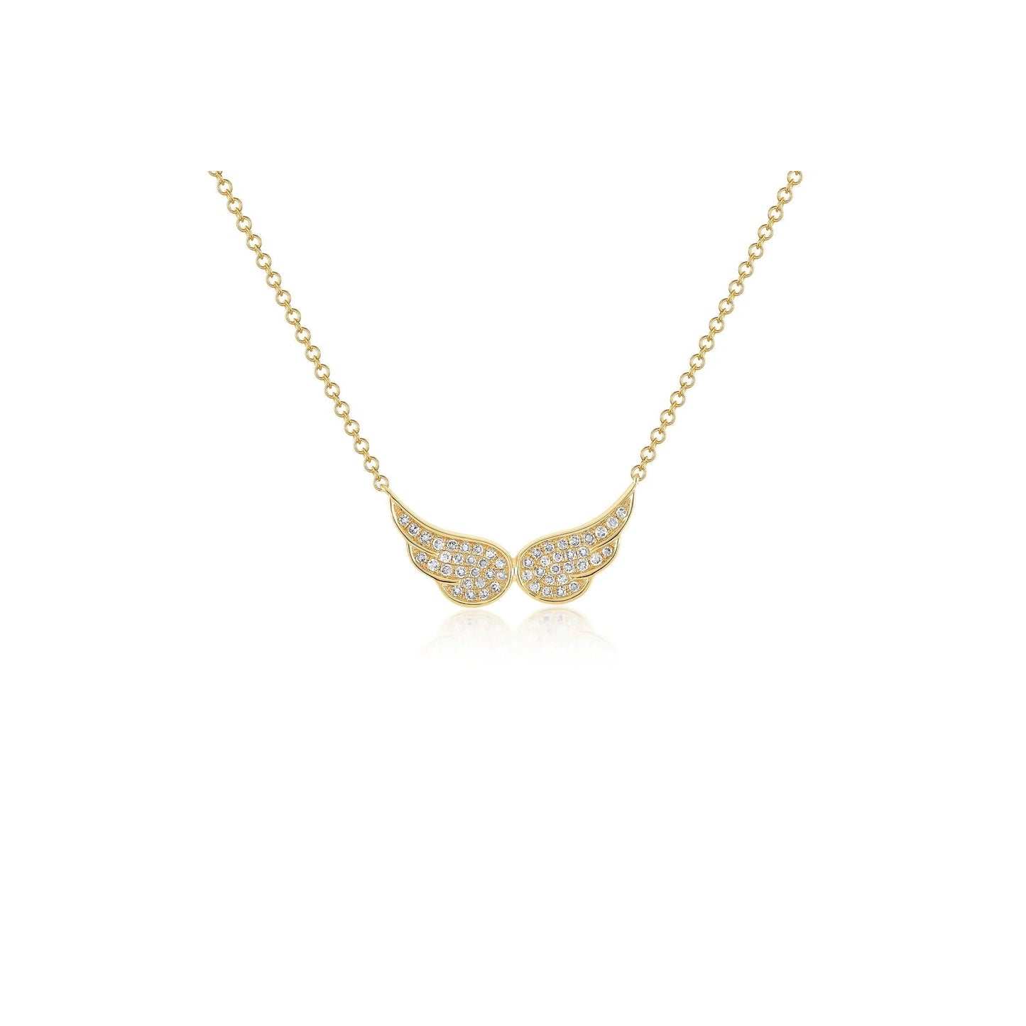 Diamond Double Angel Wing Necklace-Angel Wing Collection-EF Collection-14K Yellow Gold-hurdles-jewelry-boulder-colorado