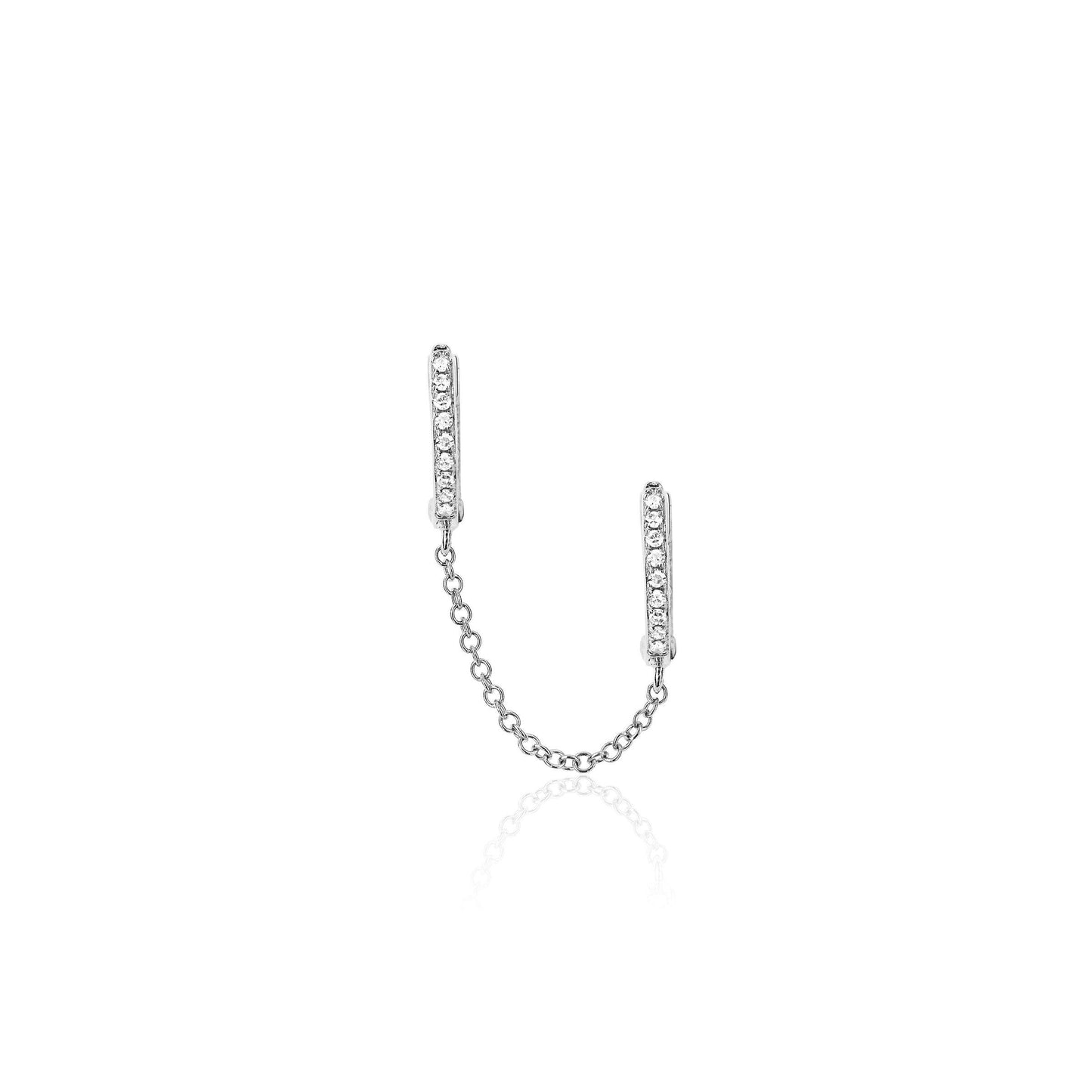 Diamond Double Huggie Chain Earring-Earrings-EF Collection-14K Yellow Gold-hurdles-jewelry-boulder-colorado