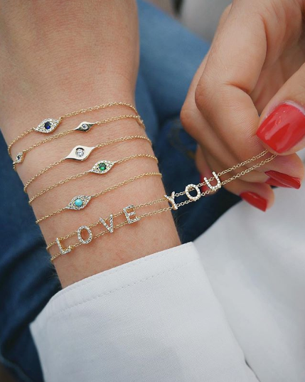 Diamond Evil Eye Chain Bracelet-Bracelet-EF Collection-14K Yellow Gold-hurdles-jewelry-boulder-colorado