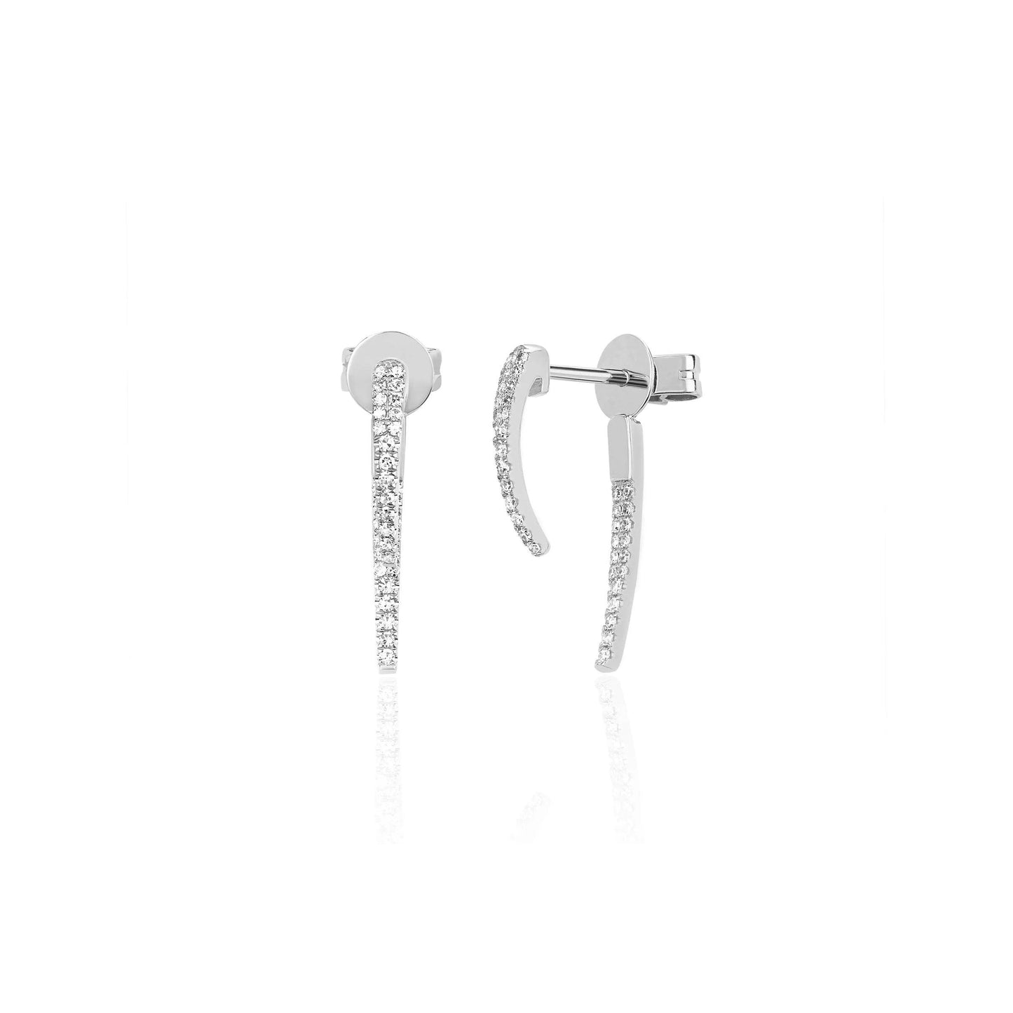 Diamond Hook Earring-Earrings-EF Collection-14K White Gold-hurdles-jewelry-boulder-colorado