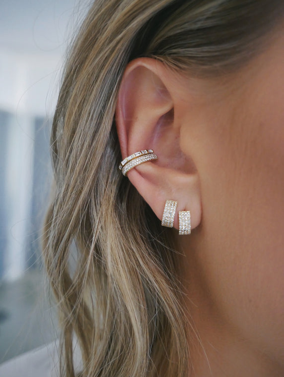 Diamond Jumbo Huggie Earring-Earrings-EF Collection-14k Rose Gold-Pair-hurdles-jewelry-boulder-colorado