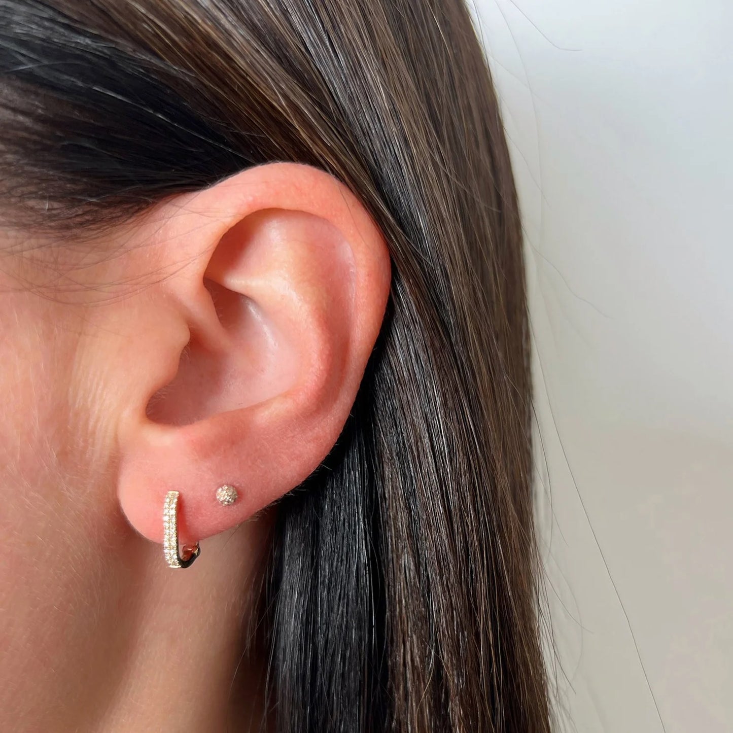 Diamond Lola Huggie Earrings-Earrings-EF Collection-14K Rose Gold-Pair-hurdles-jewelry-boulder-colorado