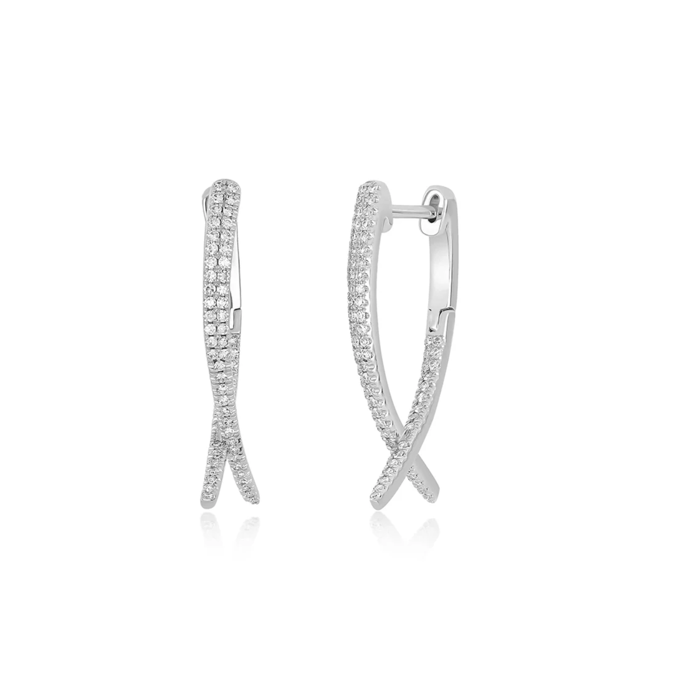Diamond Loop Hoop Earrings-Earrings-EF Collection-14K Yellow Gold-hurdles-jewelry-boulder-colorado