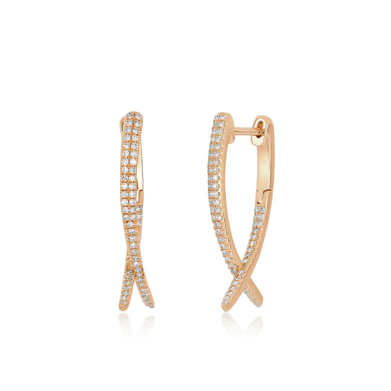 Diamond Loop Hoop Earrings-Earrings-EF Collection-14K Yellow Gold-hurdles-jewelry-boulder-colorado