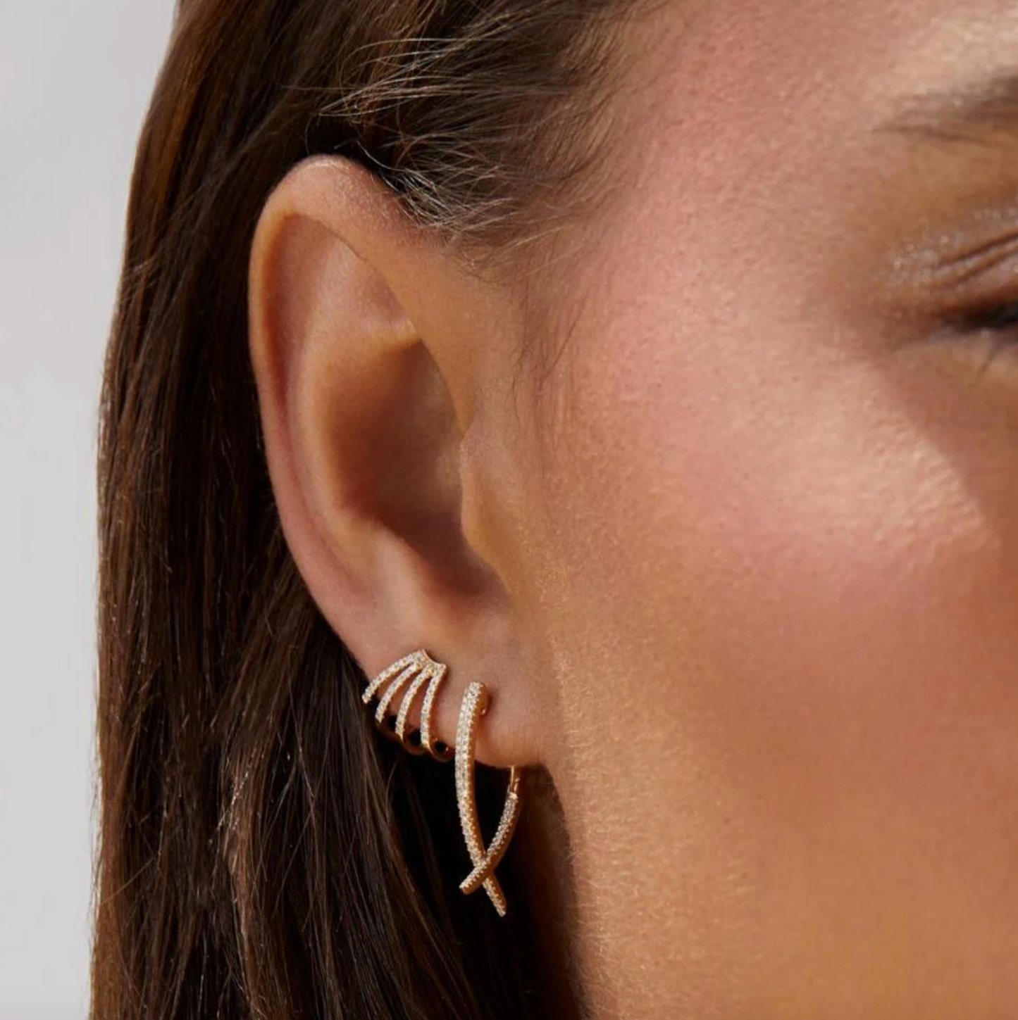Diamond Loop Hoop Earrings-Earrings-EF Collection-14K Yellow Gold-hurdles-jewelry-boulder-colorado