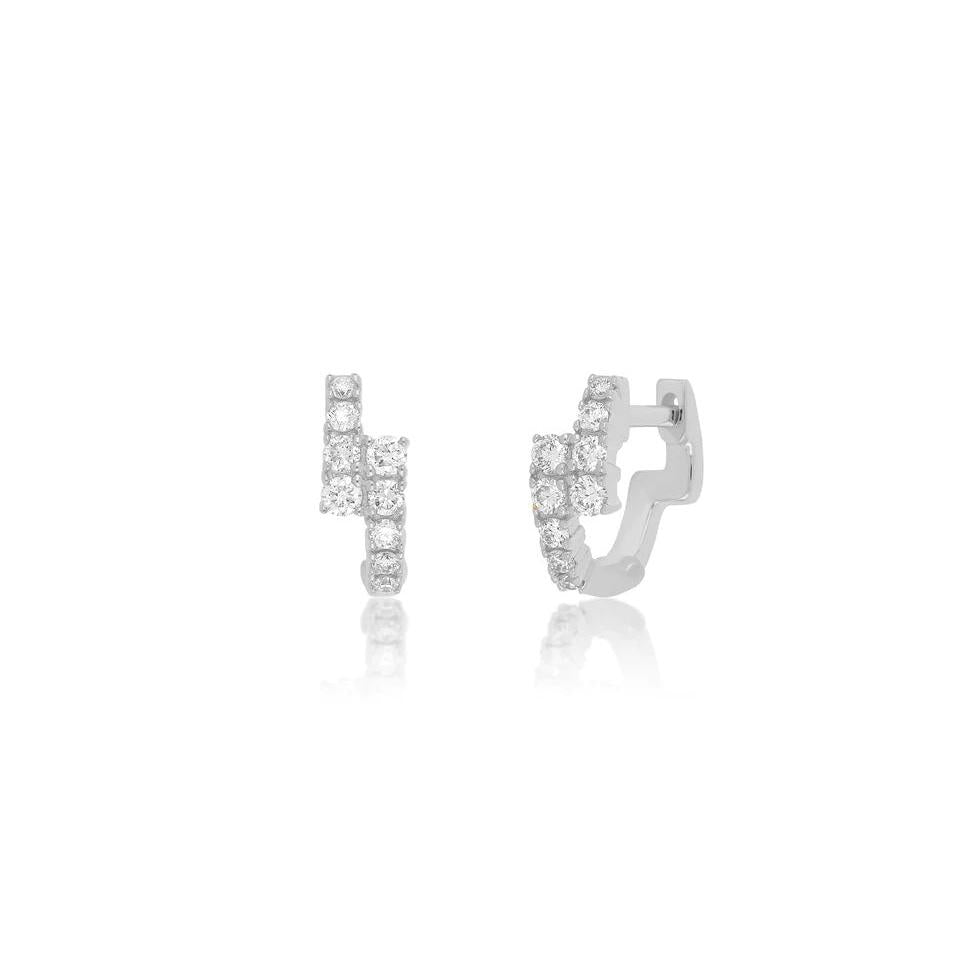Diamond Marley Mini Huggie Earring-Earrings-EF Collection-14K Rose Gold-Pair-hurdles-jewelry-boulder-colorado