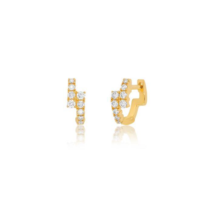 Diamond Marley Mini Huggie Earring-Earrings-EF Collection-14K Rose Gold-Pair-hurdles-jewelry-boulder-colorado