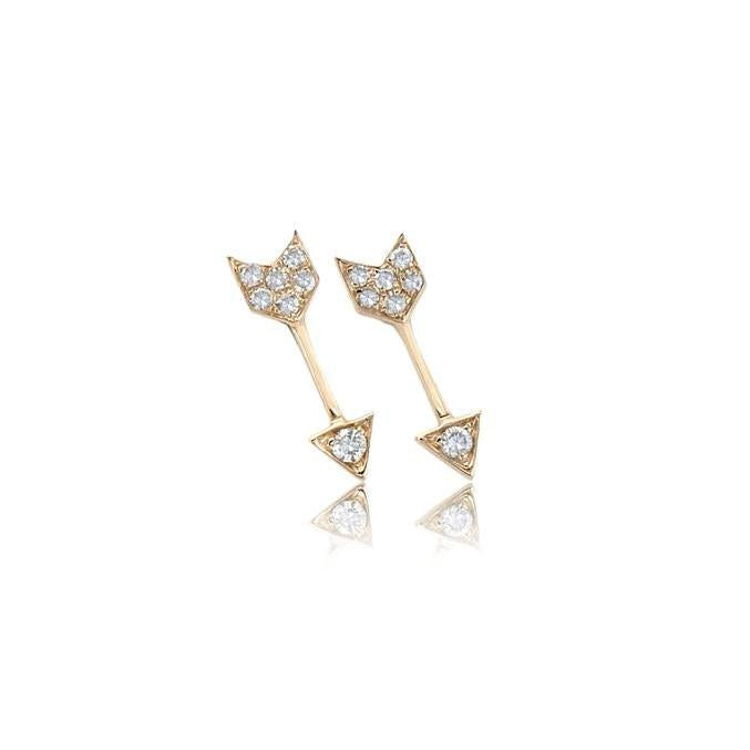 Diamond Mini Arrow Stud Earring-Earrings-EF Collection-14K Rose Gold-Pair-hurdles-jewelry-boulder-colorado
