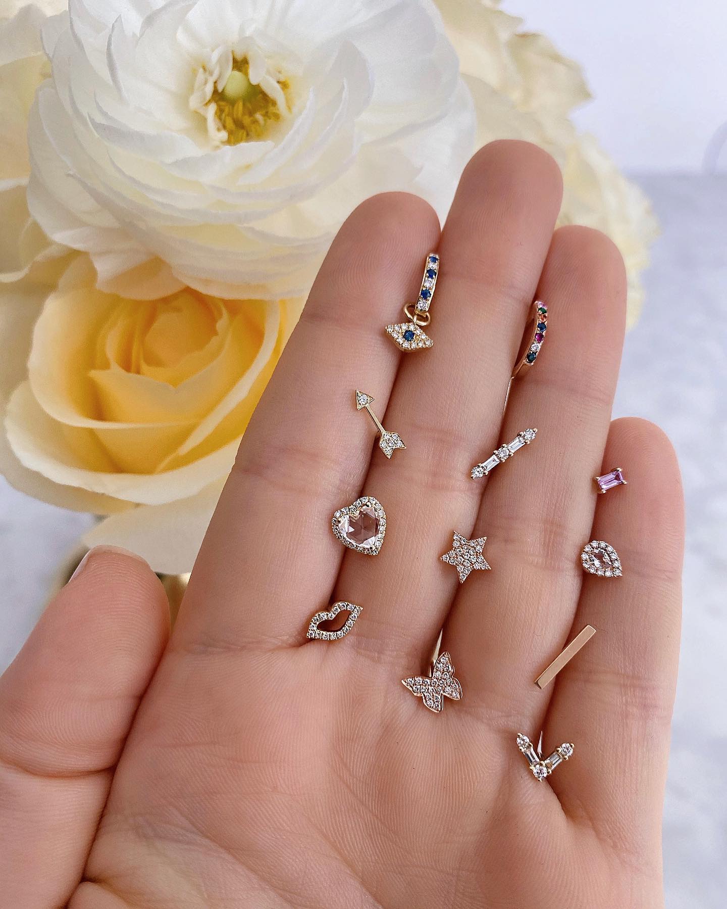 Diamond Mini Arrow Stud Earring-Earrings-EF Collection-14K Rose Gold-Pair-hurdles-jewelry-boulder-colorado