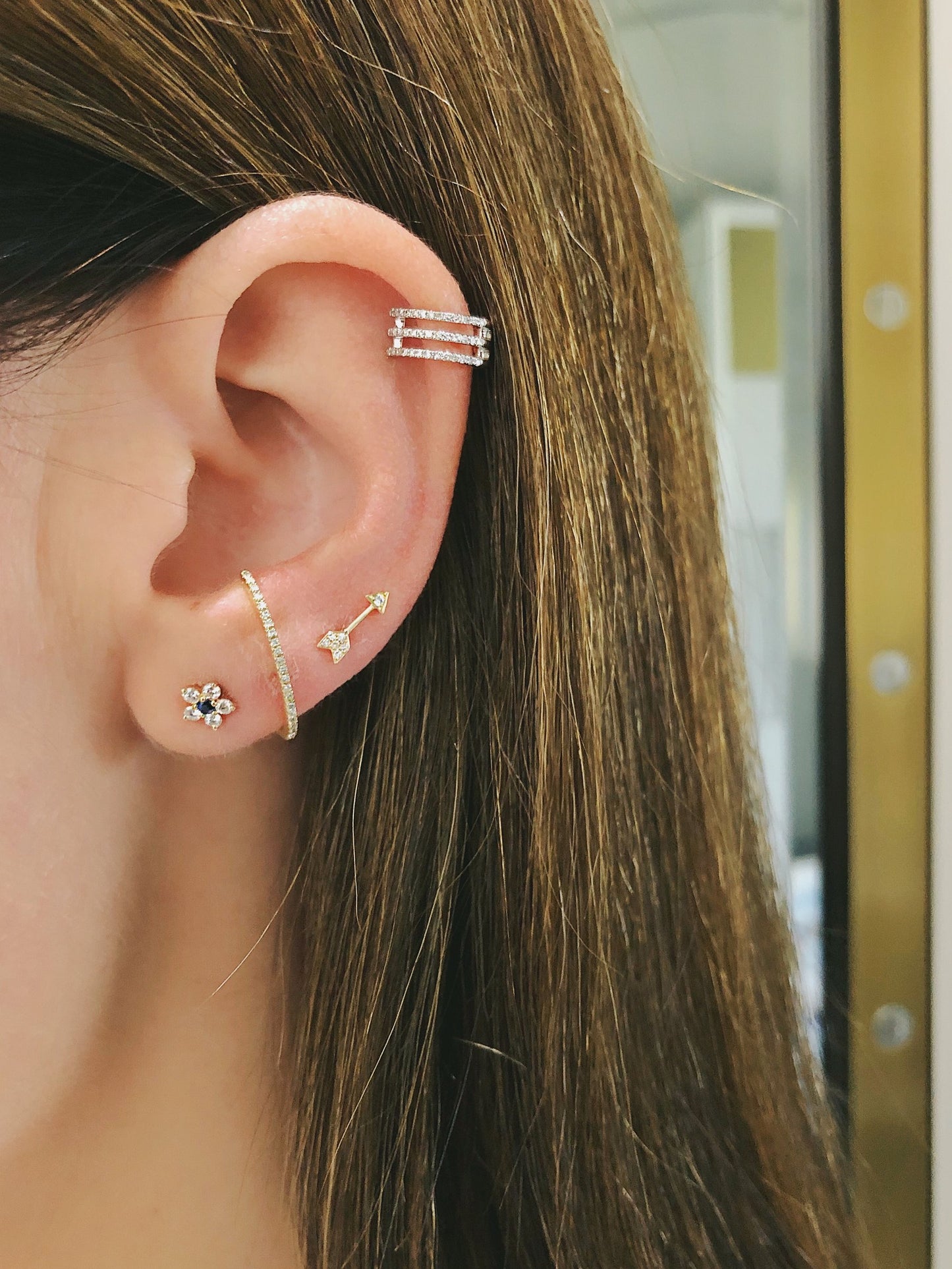 Diamond Mini Arrow Stud Earring-Earrings-EF Collection-14K Rose Gold-Pair-hurdles-jewelry-boulder-colorado