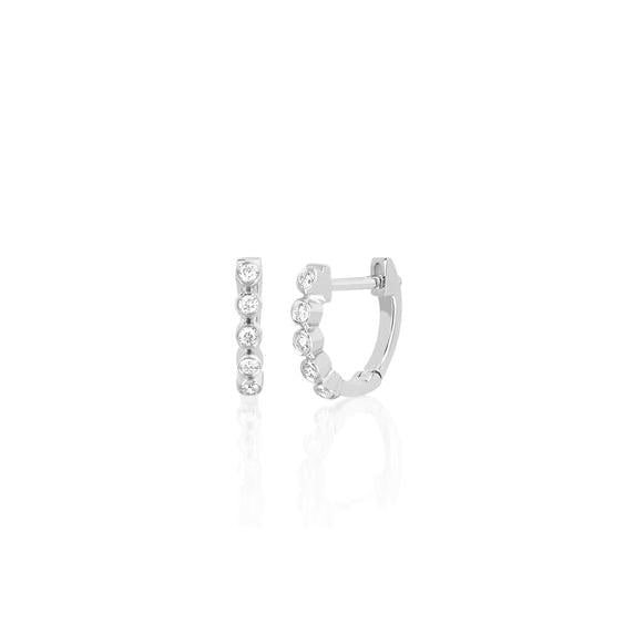 Diamond Mini Bezel Huggie Earring-Earrings-EF Collection-14K Rose Gold-Pair-hurdles-jewelry-boulder-colorado