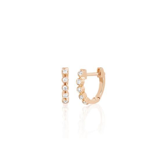 Diamond Mini Bezel Huggie Earring-Earrings-EF Collection-14K Rose Gold-Pair-hurdles-jewelry-boulder-colorado