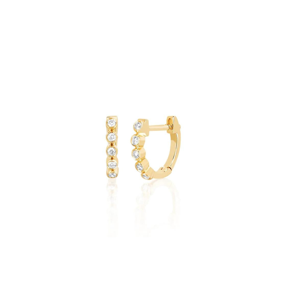 Diamond Mini Bezel Huggie Earring-Earrings-EF Collection-14K Rose Gold-Pair-hurdles-jewelry-boulder-colorado
